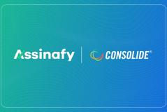 Logotipo da parceria entre Assinafy e Consolide, empresas de gestão de assinatura digital, destacando sucesso na transformação digital e inovação no Brasil.