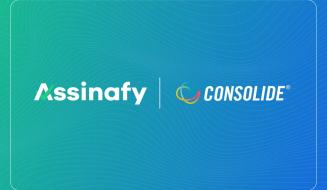 Logotipo da parceria entre Assinafy e Consolide, empresas de gestão de assinatura digital, destacando sucesso na transformação digital e inovação no Brasil.